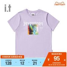 it izzue女装圆领短袖T恤夏季时髦标语图片印花1100S