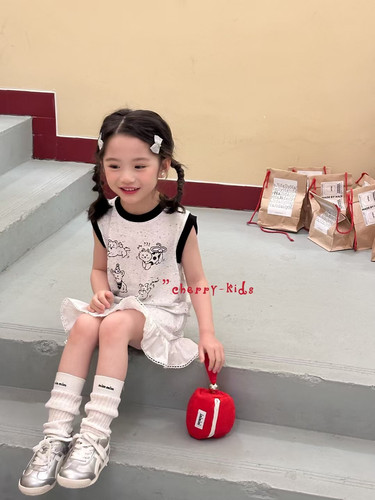 【UMKIDS】cherry2025夏新款女童连衣裙韩版休闲百搭背心裙