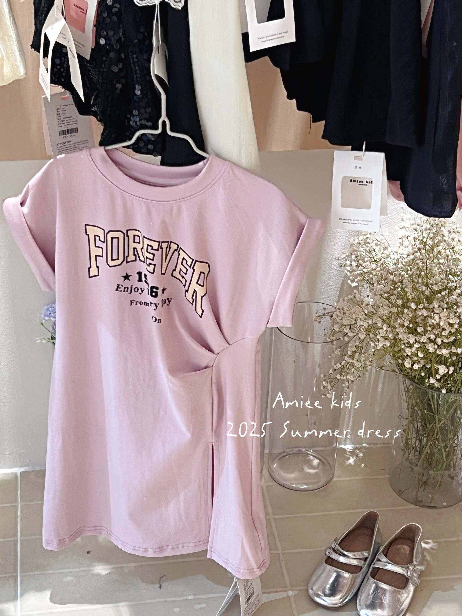 【UMKIDS】Amiee艾米连衣裙2025夏中童韩版纯棉连衣裙女童连衣裙