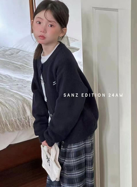 【UMKIDS】特价SANZ EDITION 童装2025春新款绵羊毛刺绣开衫