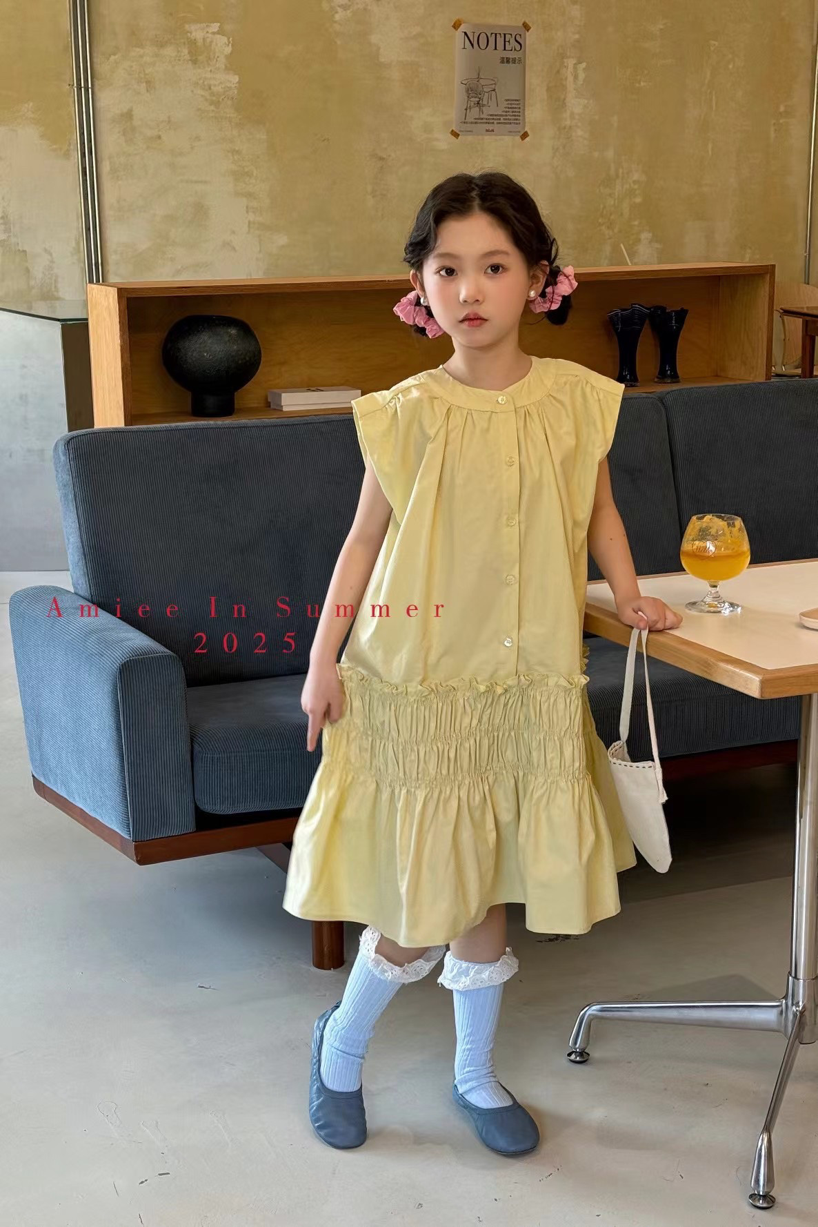 【UMKIDS】Amiee艾米连衣裙2025夏新款纯棉连衣裙百搭连衣裙中童