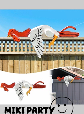 Resting Rooster Rail Pet 感恩节休息公鸡家居摆件户外栅栏装饰