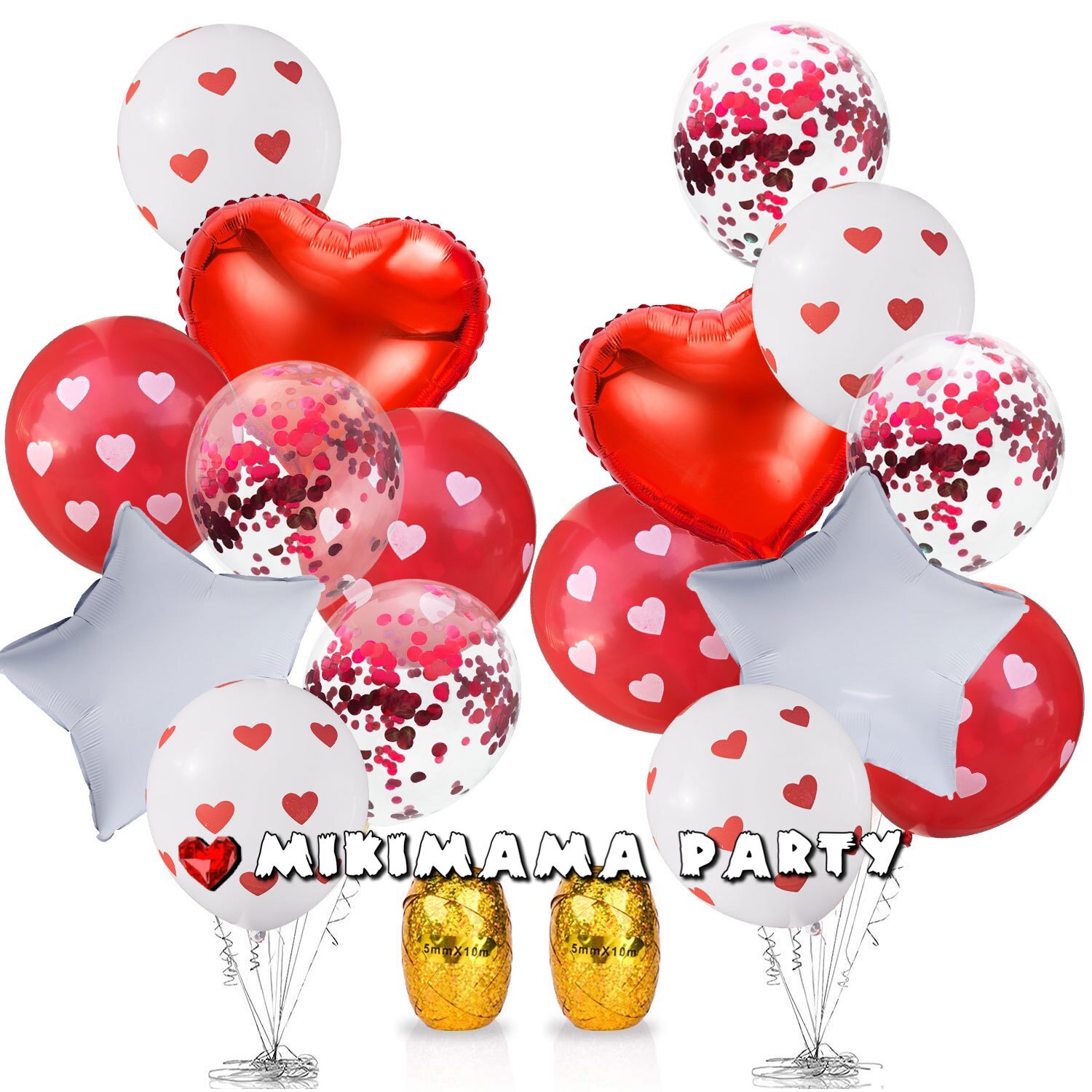 韩国ins热卖心形亮片纸气球套装铝箔爱心五星婚礼情人节派对装饰