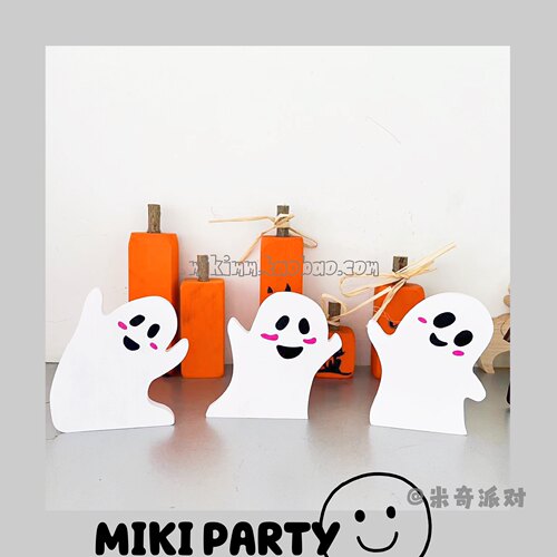 Halloween Wood Ghost Set万圣节托盘装饰摆件小鬼摆件装饰