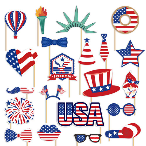 美国国庆节独立日纪念日派对聚会拍照道具USA星条旗帽子卡片