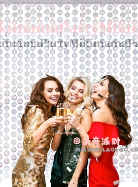银色迪斯科球雨丝帘生日派对装饰婚礼背景布置disco2米镭射雨丝帘