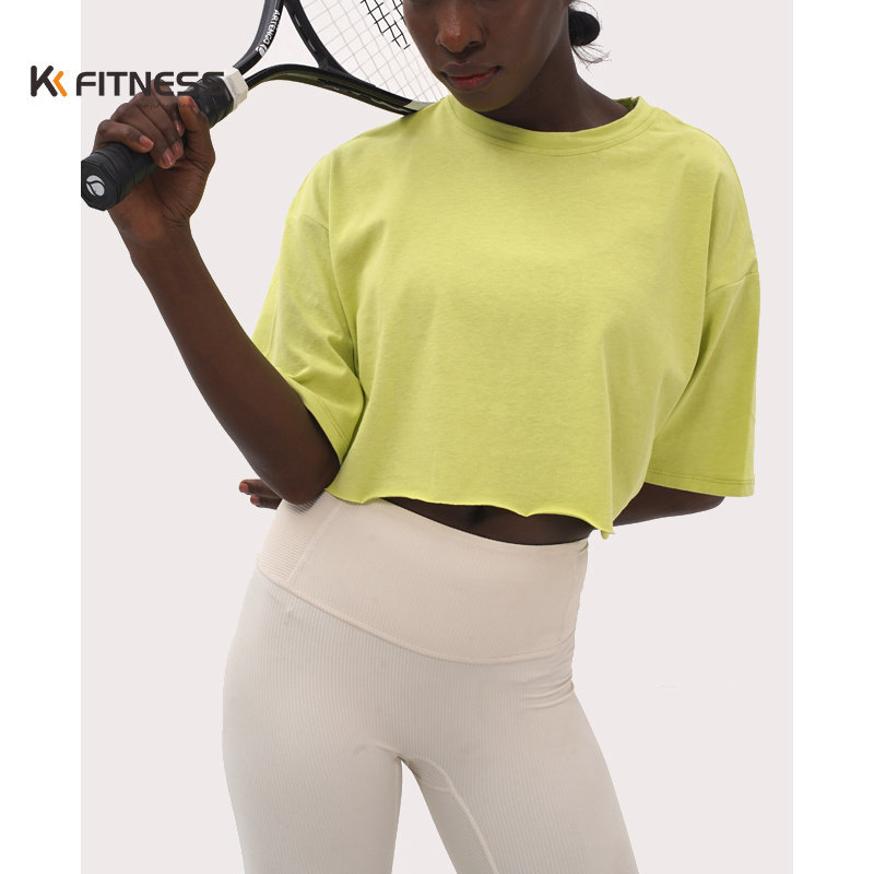 kk fitness宽松牛油果瑜伽服仙气罩衫健身上衣女夏短袖t恤运动,运动服/休闲服装,健身衣,淘宝优惠券,粉丝福利购,淘宝优惠卷