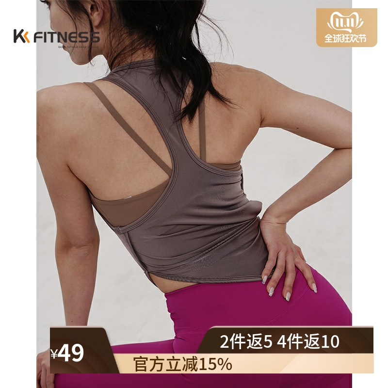 kk fitness工字背心女健身上衣女宽松速干运动罩衫女高颜值瑜伽服