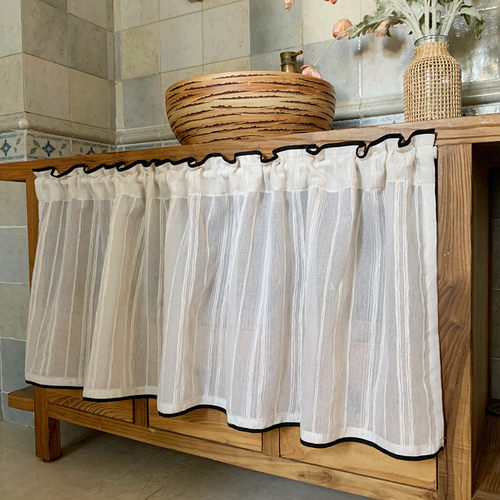 棉麻窗帘柜子遮挡帘免打孔安装