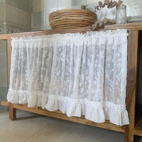 韩式ins风短帘柜帘免打孔安装