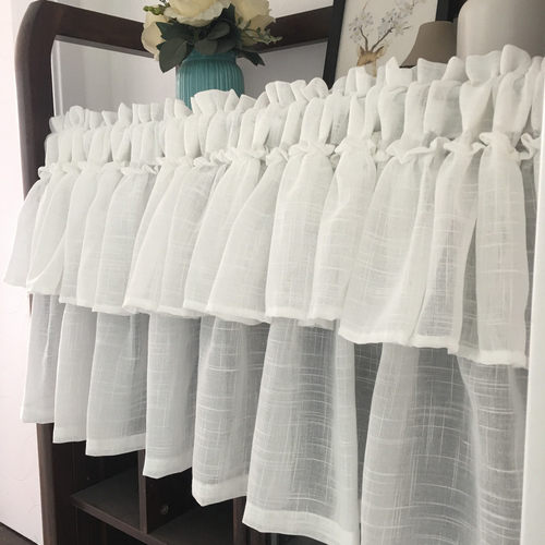 带帘头半帘短帘纱帘免打孔安装