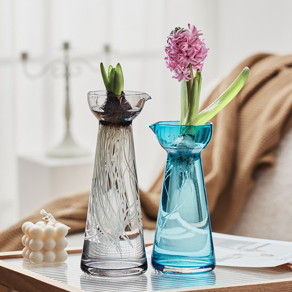 唯美小鸟造型玻璃花瓶 彩色插花小号花瓶 客厅酒店玄关工艺品摆件