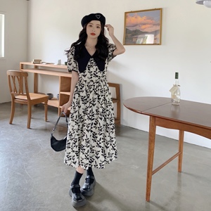 RM10081#大码女装法式碎花胖MM显瘦气质连衣裙