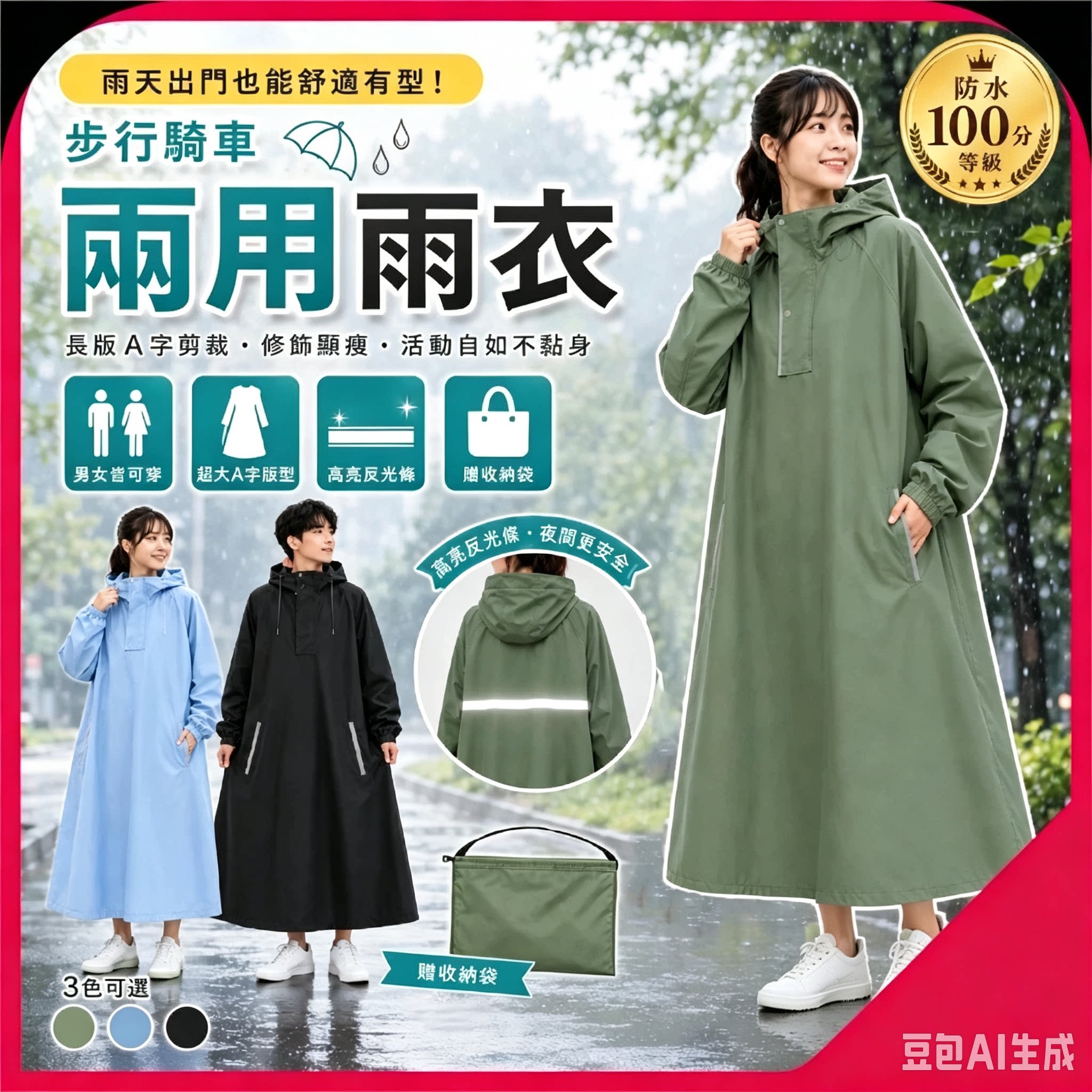 成人骑车雨衣初中生带书包位雨具图片