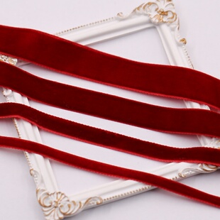 酒红单面绒丝带天鹅绒植绒diy手工包装材料新年圣诞红丝绒蝴蝶结