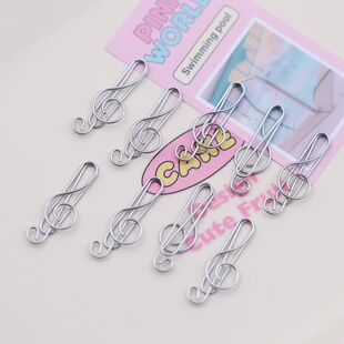 高颜值ins银色音符回形针创意装饰固定别针曲别针书签打包材料