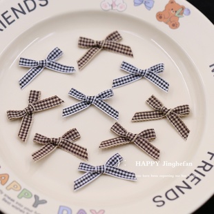 千鸟格格子蝴蝶结辅料diy可爱手工材料打结出卡吧唧服饰布艺配件