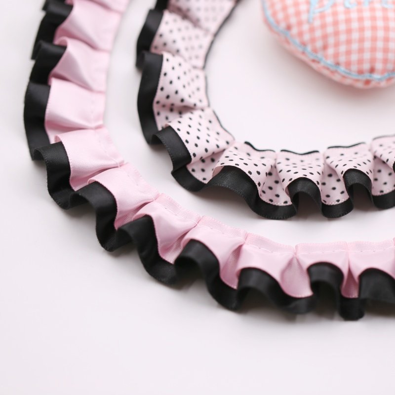 2.5cm粉黑色双拼色花边洛丽塔装饰卡套应援褶皱diy荷叶蕾丝辅料,居家布艺,花边,淘宝优惠券,粉丝福利购,淘宝优惠卷