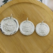 来料加工足银999黄财神吊坠定制复古亮面做旧男女款 项链吊坠礼物