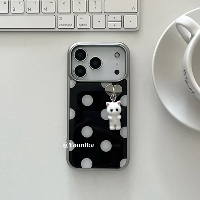 韩系ins风复古波点手机壳猫咪