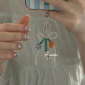 韩系ins气质甜美串珠手机挂件链条少女甜美车钥匙扣挂饰挂链时尚