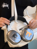韩国ins小众设计简约可爱饼干小猫轻薄透明适用于airpodsmax横头梁保护套苹果头戴蓝牙耳机保护壳硅胶软