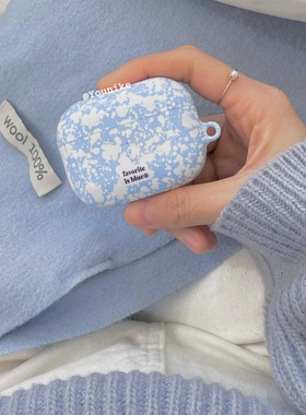 韩国ins小众蓝色泼墨airpods2无线蓝牙耳机保护壳airpods pro3套