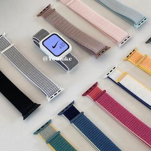 watch8 iwatch6 韩系适用苹果手表带尼龙运动回环apple