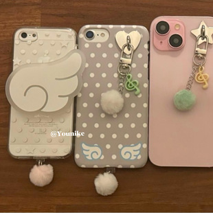 12手机壳保护套 古早味复古波点可爱天使翅膀韩系ins风少女感y2k适用iphone16pro 15promax苹果13