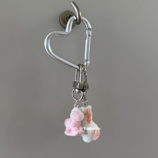 韩系ins可爱植绒粉色小马车钥匙扣迷你包包挂件耳机挂饰手机挂件