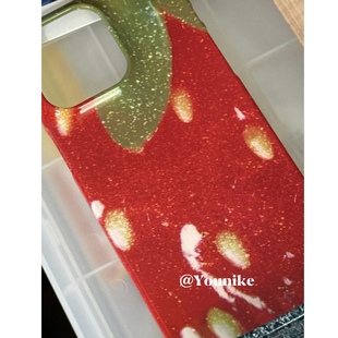 15promax苹果13 12手机壳保护套华为mate60 新年喜庆红色草莓甜美可爱适用iphone16pro 韩星ive直井怜同款