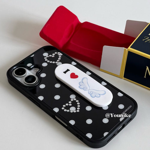 韩系复古古早味波点天使手机壳