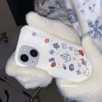 冬季氛围感奶白皮质雪人手机壳
