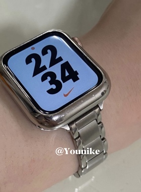 韩系简约不锈钢金属小众适用10代苹果手表9applewatch78代6se细款