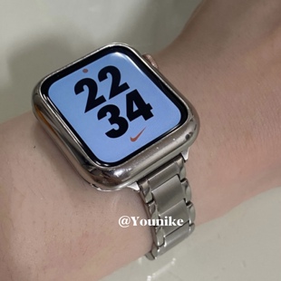 韩系简约不锈钢金属小众适用10代苹果手表9applewatch78代6se细款