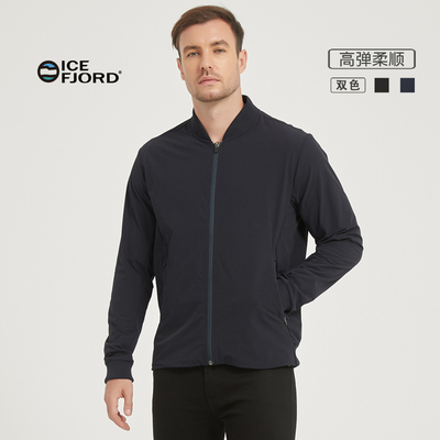 冰湾男春秋四向弹力棒球领薄夹克