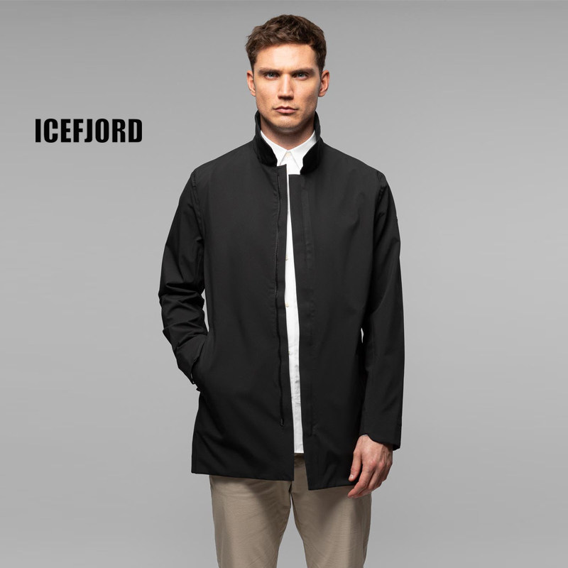ICEFJORD 大师系列 春秋男士中长款防水风衣 全压胶商务户外外套