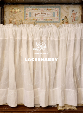 治愈系的家！法式复古白色纯棉百褶半帘免打孔窗帘遮挡帘