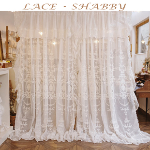 LACESHABBY新款欧式轻奢立体绣花蕾丝百褶小清新窗帘荷叶边窗纱