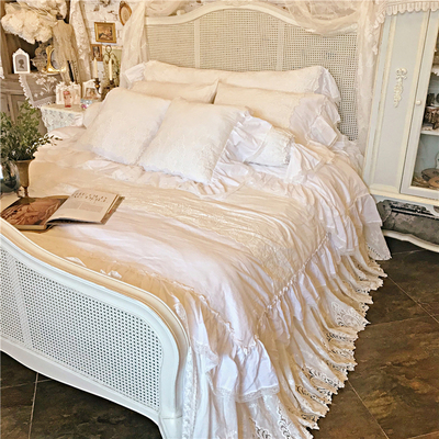 床品蕾丝绣花纯棉四件套纯棉床品