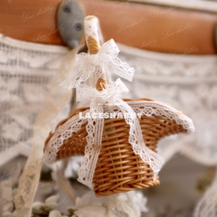 童话般 LACESHABBY乡村风手工编织蕾丝迷你小篮子摆件 家