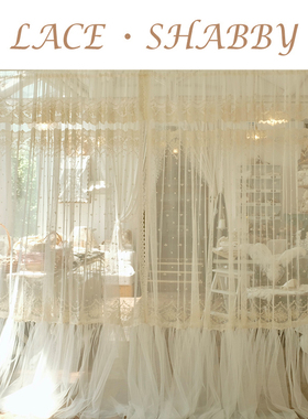 LACESHABBY新款法式复古洛可可碎花蕾丝浪漫半遮光窗纱窗帘纱帘