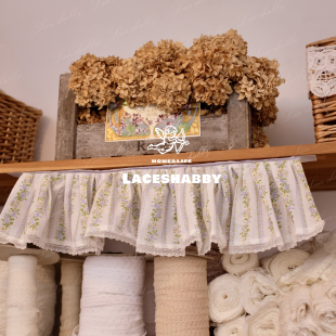 太可爱了 复古碎花纯棉蕾丝荷叶边自粘帘头遮挡帘 LACESHABBY新款