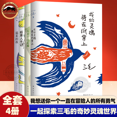 三毛经典作品集全4册 我的灵魂骑在纸背上+温柔的夜+万水千山走遍+稻草人手记 一起探索三毛的奇妙灵魂世界撒哈拉故事后温柔续写