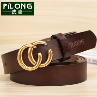 带 字母纯休闲裤 皮隆女士真皮皮带女真皮牛皮腰带女平滑扣装 饰时尚