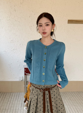 FEIMAO（YIMAO）-韩国立体波点圆领单排扣宝石扣毛衣95221