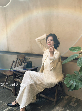 GS.GOOD START-战袍～冬气质温柔新中式国风鸵鸟毛夹棉马甲G6822U