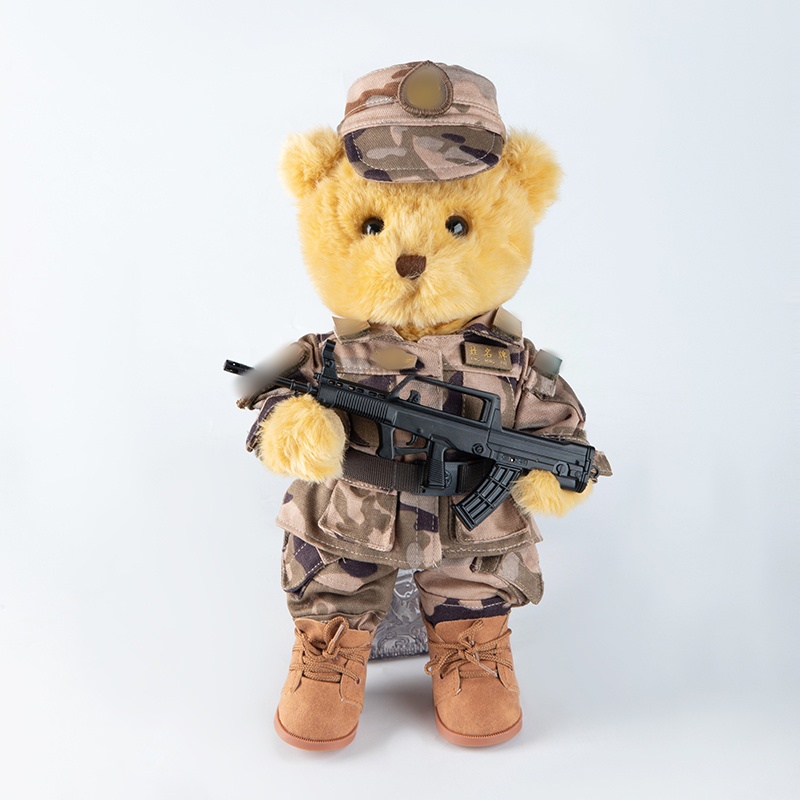 【魔术贴可转动】军人兵哥哥小熊战士公仔退伍纪念品生日结婚礼物