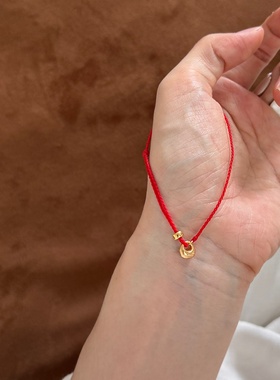 S925纯银金坨坨小福袋手链