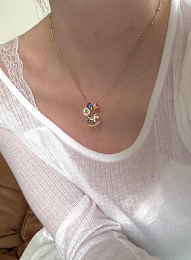 可拆卸碎碎冰本命年锁骨链女